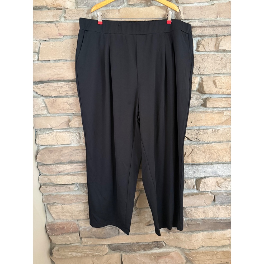 BloomChic Womens Plus Size‎ 26 Black Pleated Wide Leg Trousers Elastic Waist NEW